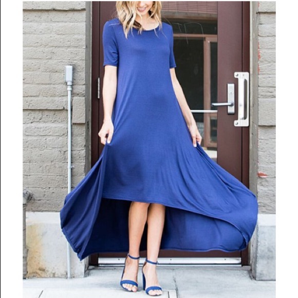 Royal Blue Criss Cross Handkerchief Maxi Dress - Picture 2 of 4